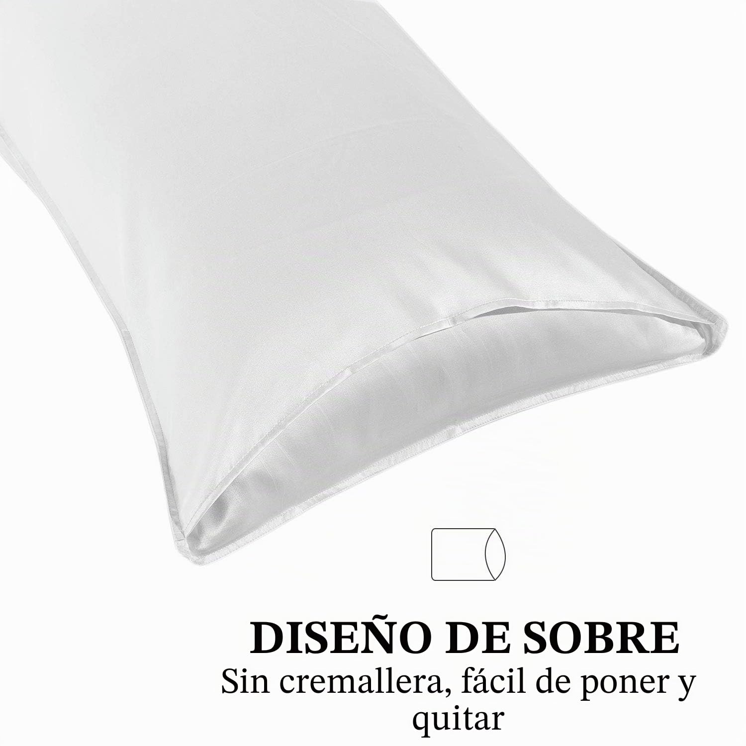 Fundas de Almohada de Seda 100% Morera Natural 20 Momme, Suaves y Cuidado de la Cabello Funda de Almohada de Seda 2 Piezas Blanco (50 * 90cm)