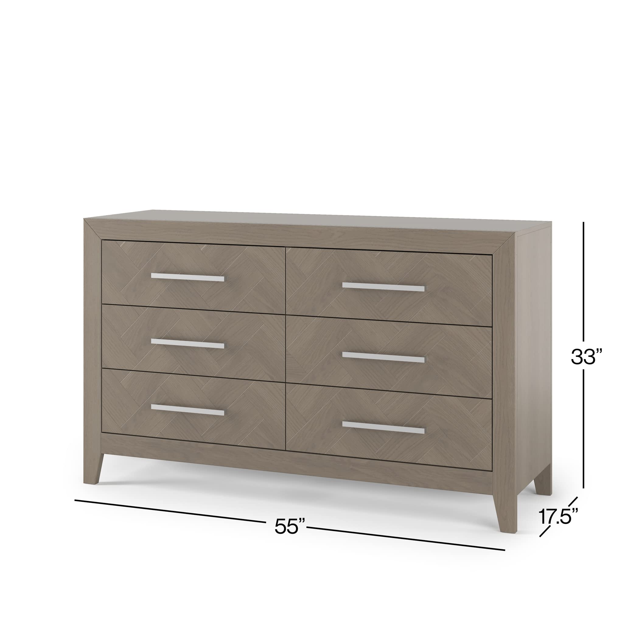 Condition photo showing New/Like New for child craft kieran 6 drawer dresser - crescent gray
