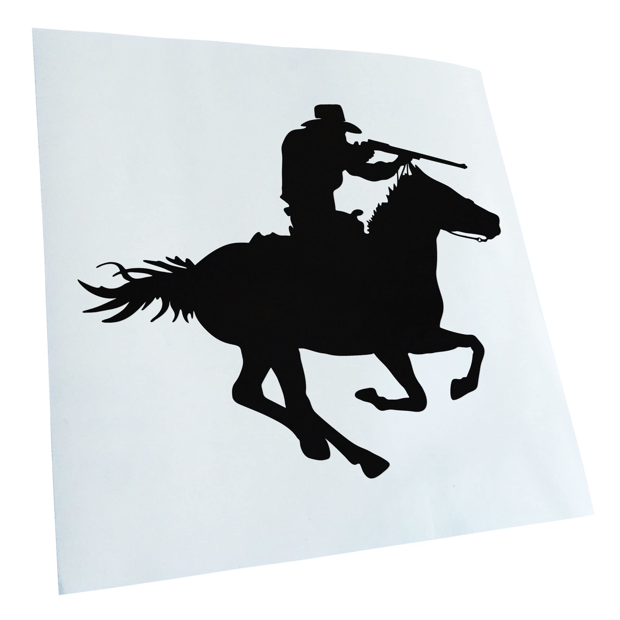 Kiwistar - Car Sticker - Black - 30 x 25 cm Cowboy with Horse Shooting Sticker for Car, Laptop, Bicycle, Truck, Motorcycle, Multicoloured JDM Decal Racing