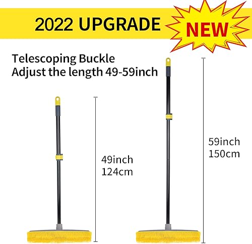 Miniatura 2 de Escoba de goma para mascotas de 59 pulgadas de mango largo con escoba de silicona integrada para barrer azulejos de madera dura