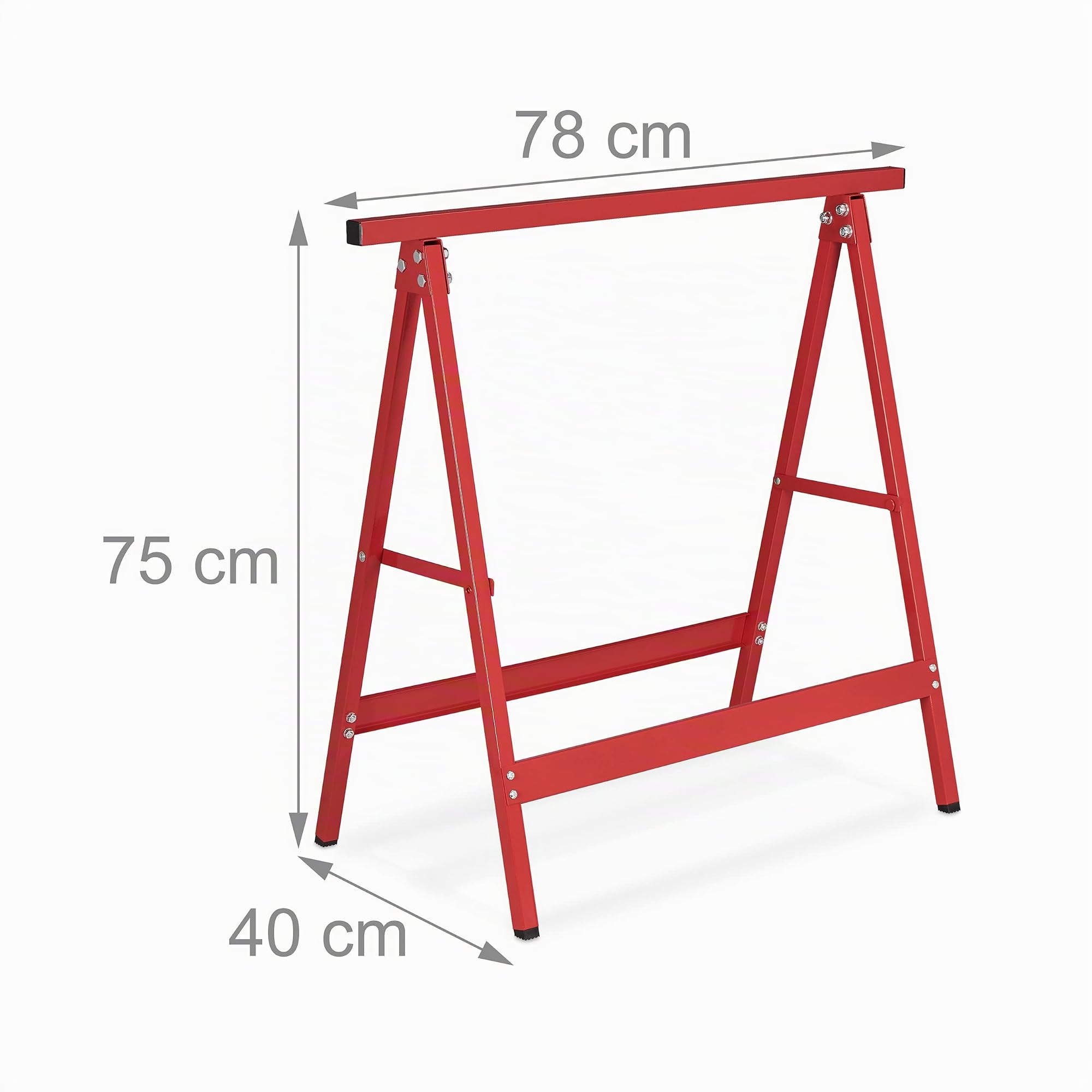Relaxdays Set da 2 Cavalletti da Lavoro, HLP: 75x78x40 cm, Carico Max. 100kg, Pieghevoli, da Officina, in Acciaio, Rosso