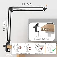 Vista 6 de FIFINE - Soporte de brazo para micrófono, soporte de micrófono de tijera con abrazadera resistente, adaptador de 3/8 a 5/8 pulgadas, para voz