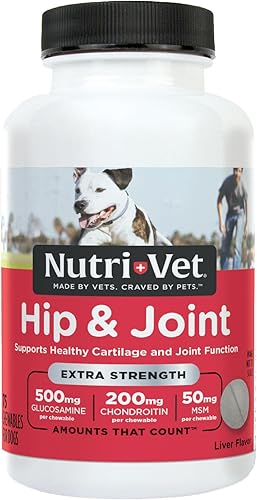 Nutri-Vet Suplementos masticables para perros para cadera y articulaciones, formulados con glucosamina y condroitina para perros, 75 unidades