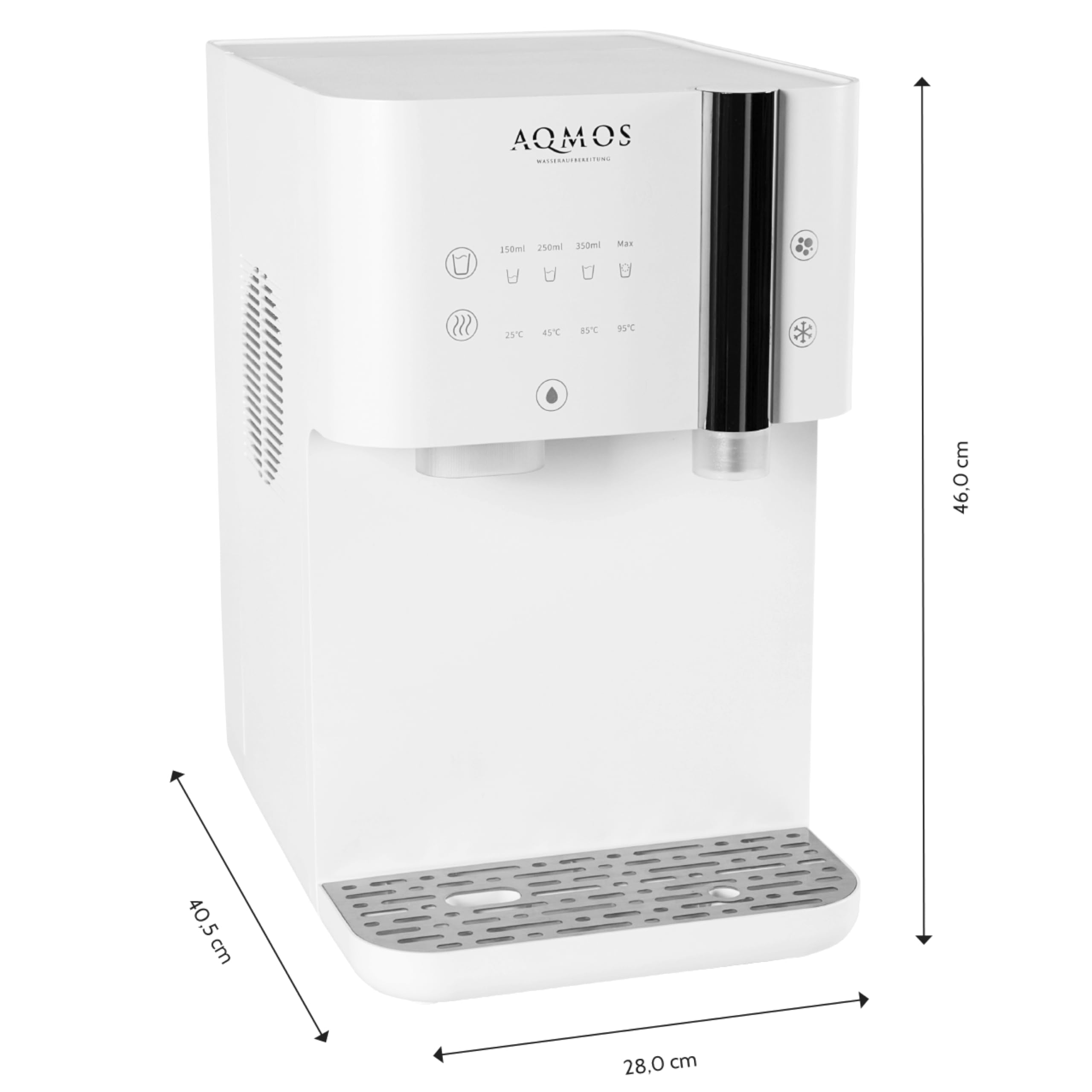 Aqmos Drinking Wasserspender Weiß – Premium Komplettsystem mit still & sprudelnd, 5–95 °C heiß & kalt, integrierte Umkehrosmose, Sensorbedienung, für Küche & Büro