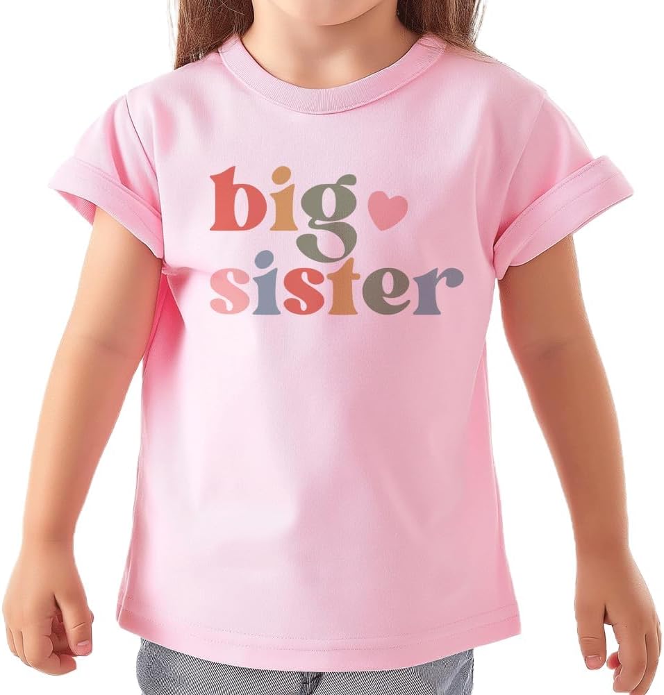Big Sister Shirt for Girls Toddler Kids Pregnancy Announcement Promoted to Big Sis T-Shirt Summer Short Sleeve Top image 2