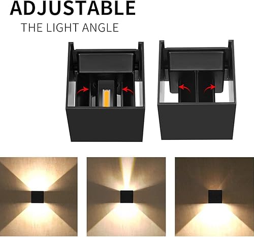 Miniatura 3 de LPINYE Lámpara de pared LED de 12 W, lámpara de pared de aluminio para exteriores, IP65, impermeable, iluminación moderna, estilo nórdico, lámpara