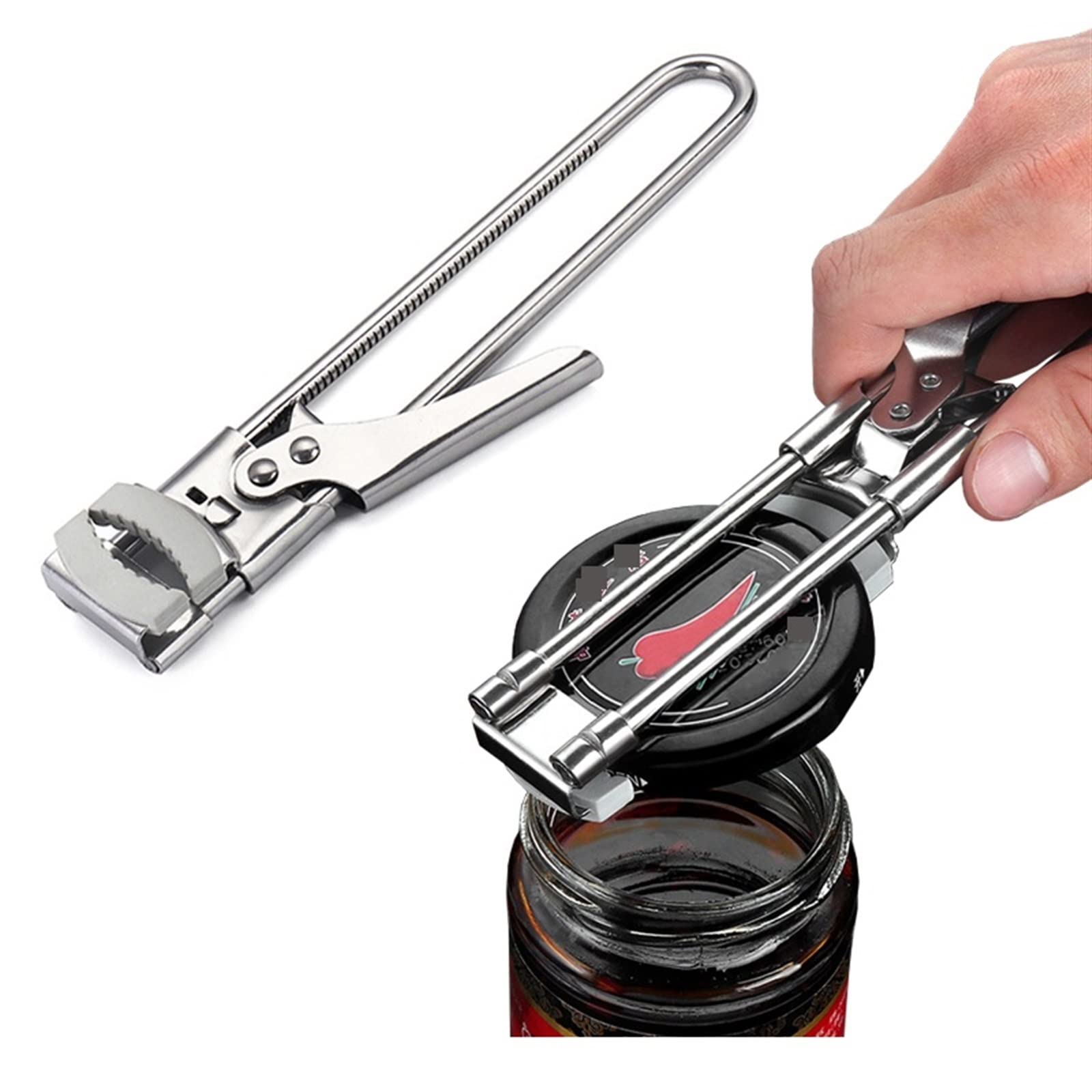 Abrelatas Manual Abridor de tarros de Seguro Anti-Ajustable Manual Atasco Tapa de botella Herramienta abierta