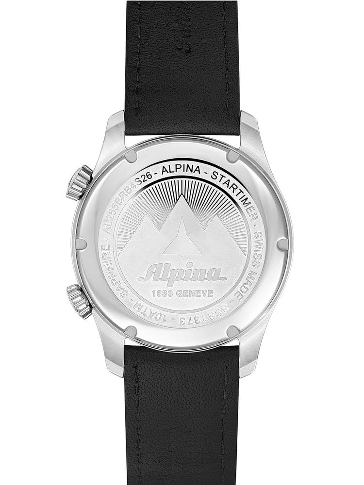 Alpina Analoge Herrenuhr Quarz mit Edelstahlarmband Mid-39670, Schwarz