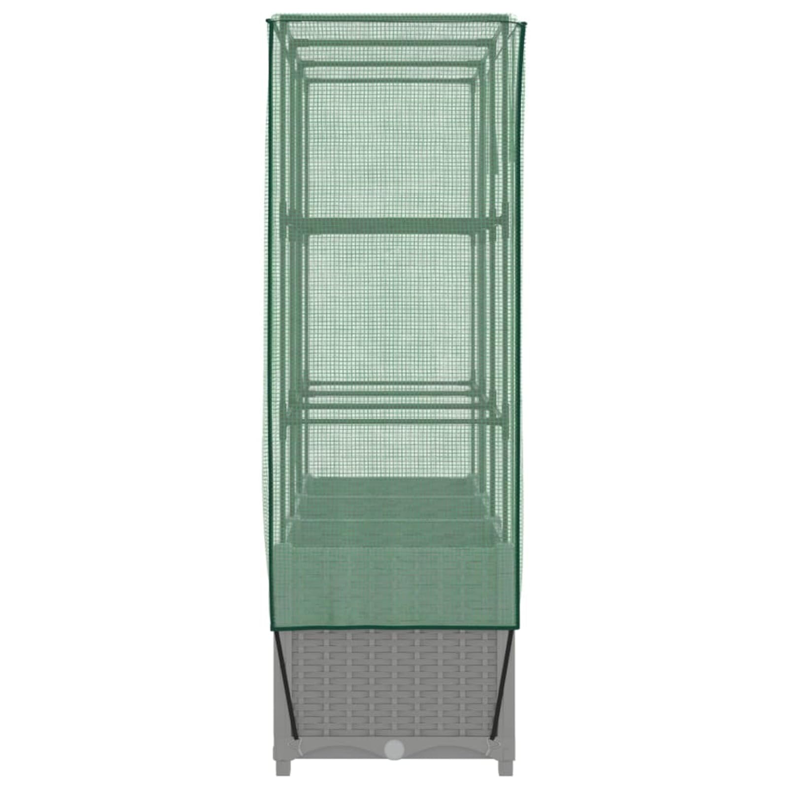 Homgoday Hochbeet mit Gewächshaus-Aufsatz Pflanzkasten Gemüsebeet Blumenbeet Blumenkasten Gartenbeet Pflanzbeet Frühbeet für Balkon Garten Terrasse Rattan-Optik 120x40x138 cm Hellgrau
