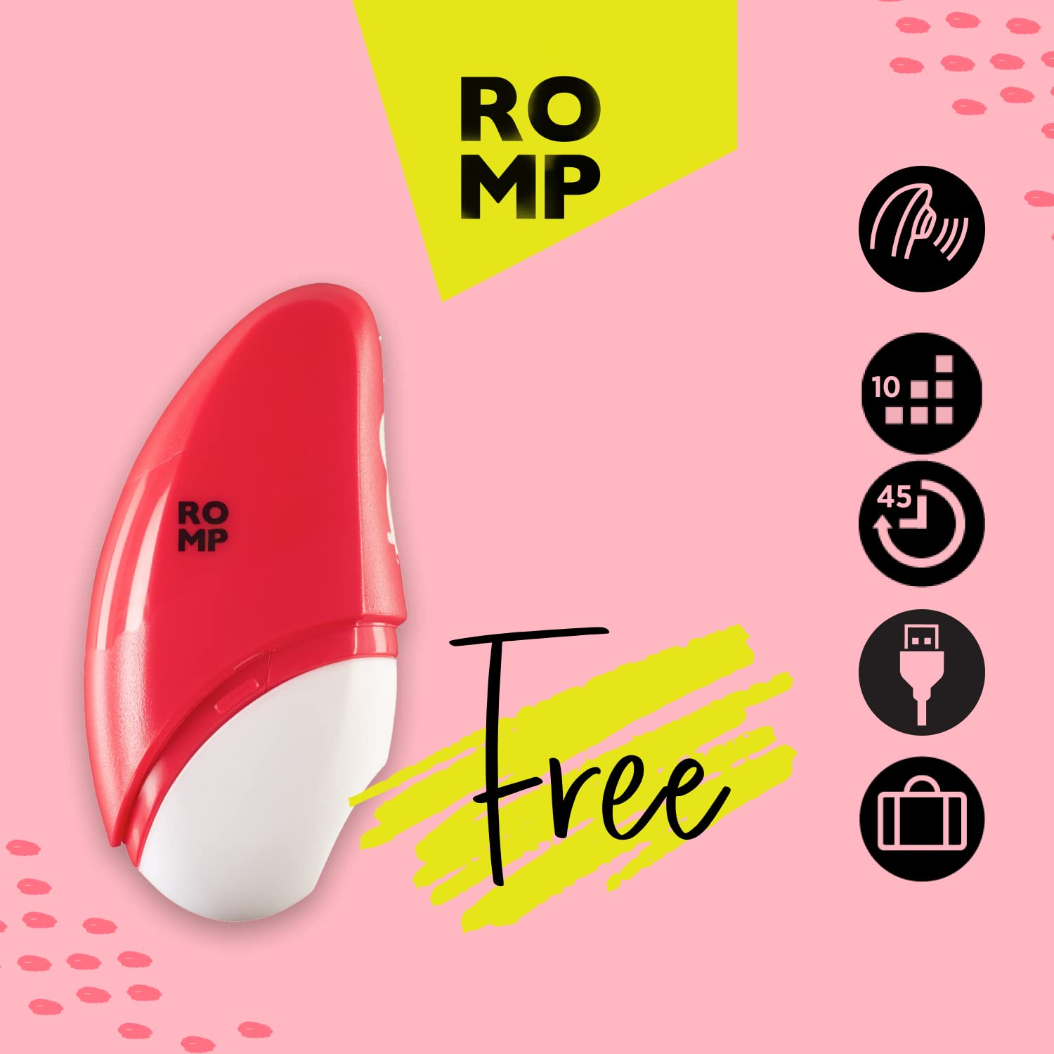 ROMP Pleasure Kit Sex Toys per Coppie | Succhia | Clitoride per Donna da Viaggio | Massaggiatore con 6 Modalità | Anello Vibrante per il Pene da Uomo | Giochi Sesso per Adulti Lui Lei