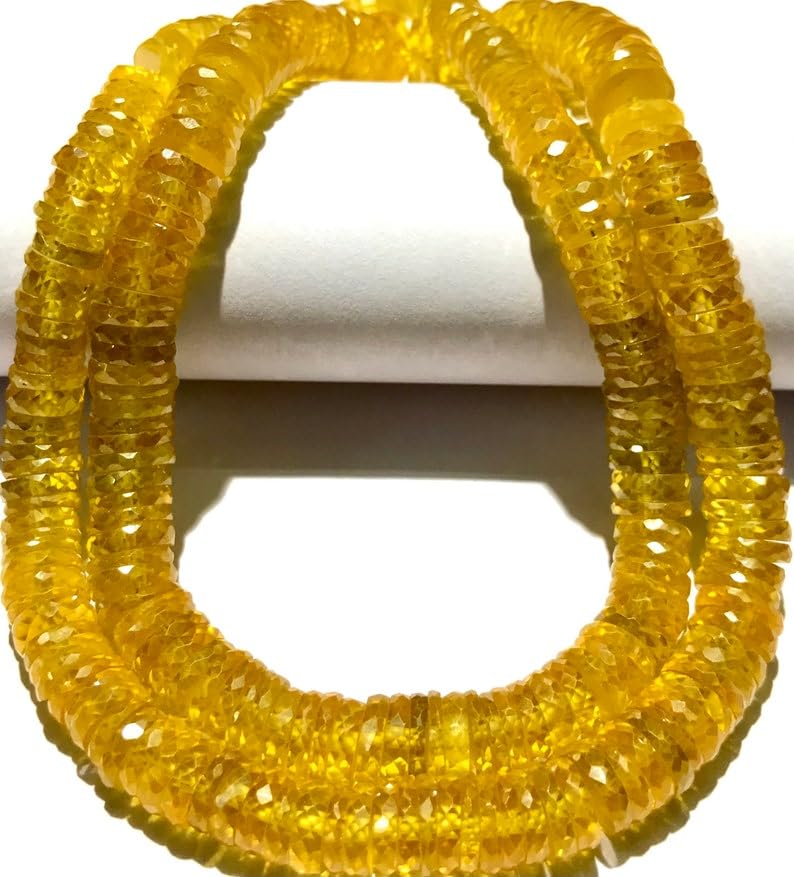 Perles en zircon jaune de 6,5 mm à 9 mm pour fabrication de bijoux et colliers DIY