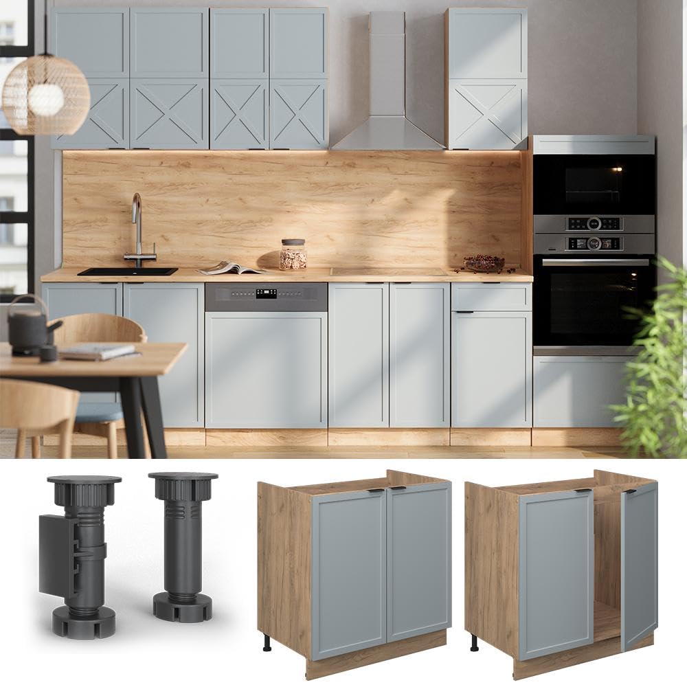 Vicco Mobile lavello cucina Fame-Line, Blu-grigio chiaro, 80 cm