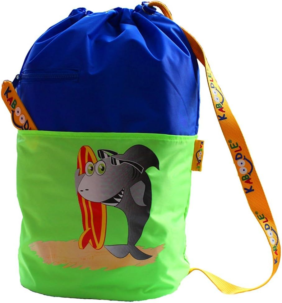 Kaboodle Childrens Waterproof Swim and Sports Bag - Royal Blue and Lime Shark