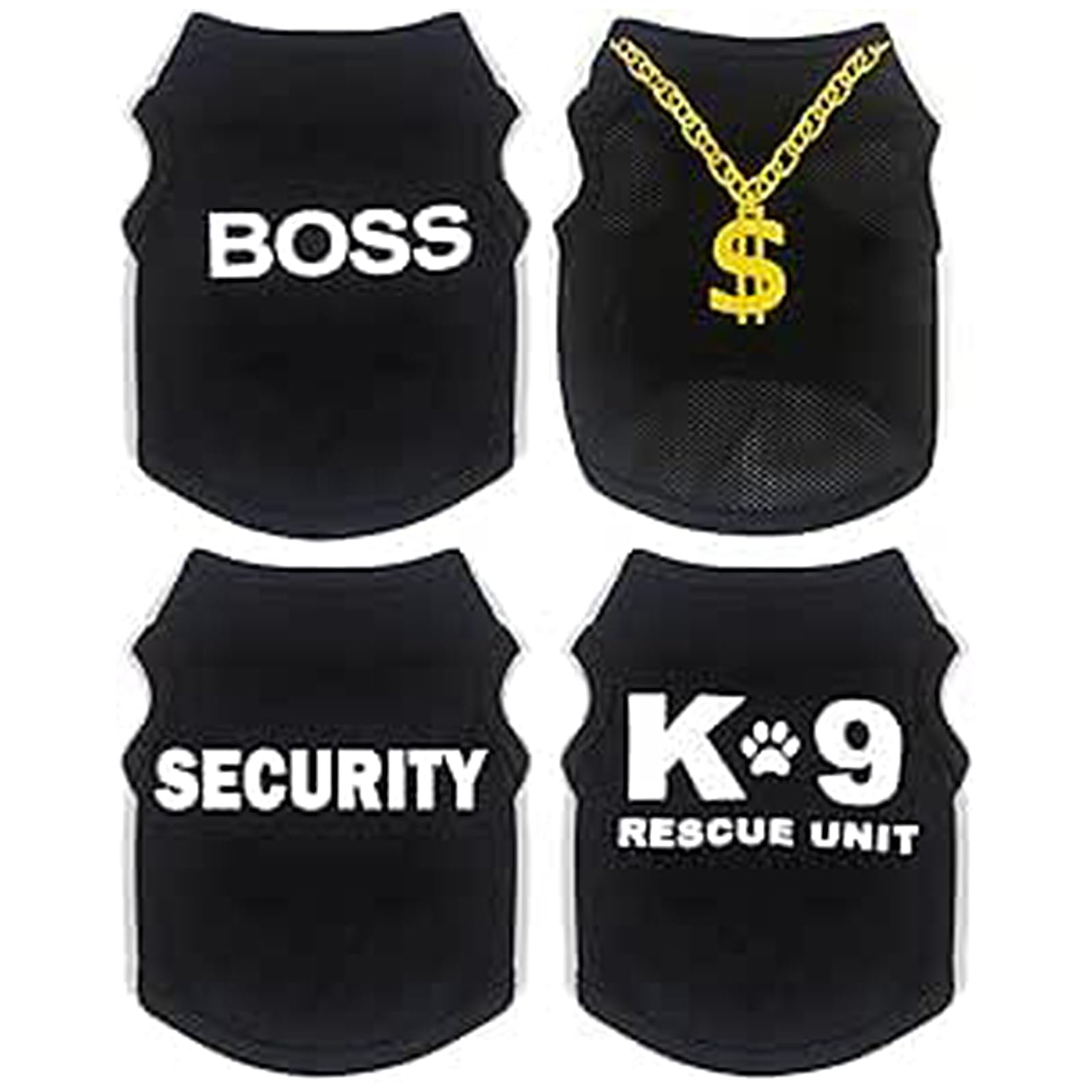 Generic 4 Pack Dog Clothes for Small Dog Black Puppy Clothes Soft Chihuahua Clothes K9 Boss Security Pattern Small Dog Shirt Summer Autumn Pet Clothing (XX-Small)