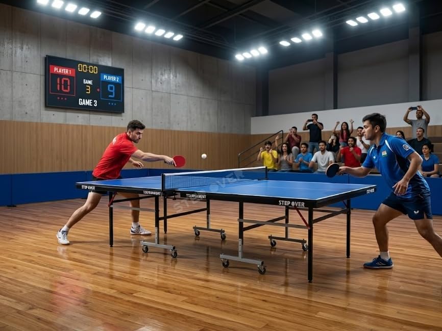 Image of STEP OVER Professional Tournament 18MM Heavy Duty ||Laminated Top 18 mm||High Performance||Schools||Resorts||Clubs|| TT Academy ||Free TT Table Cover + 2 TT Racket & Balls||Limited Edition 2026
