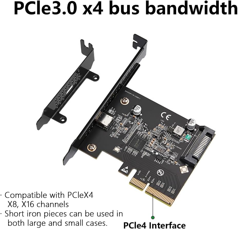 PCIe3.0x4 to USB3.2 Type C Expansion USB3.2 Gen2x2 Type C Adapter for Enhances Data Rates for PC Consumer Electronics