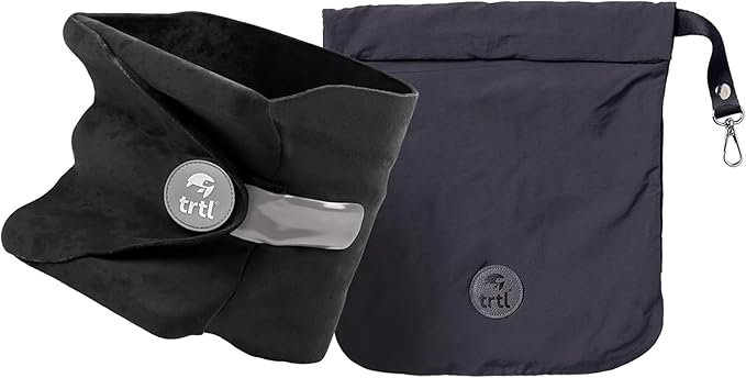trtl Pillow - Scientifically Proven, Super Soft Neck Support Travel Pillow for Sleeping - Lightweight and Machine Washable - Ergonomic Design for Traveling on Airplanes, Cars, and Trains - Black