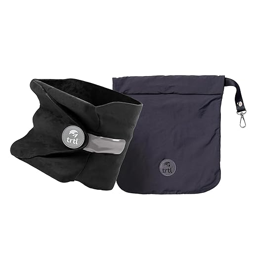 trtl Pillow - Scientifically Proven, Super Soft Neck Support Travel Pillow for Sleeping - Lightweight and Machine Washable - Ergonomic Design for Traveling on Airplanes, Cars, and Trains - Black