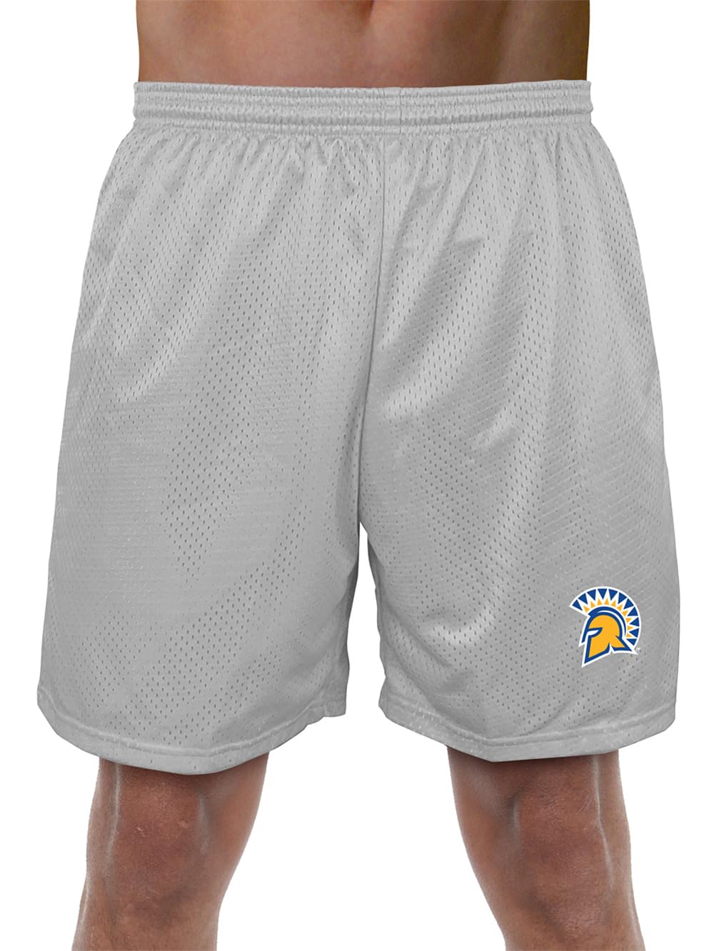 Collegiate Official NCAA Men's Athletic Mesh Lined Workout Gym Shorts 7" Inseam Primary Logo Collection, Silver