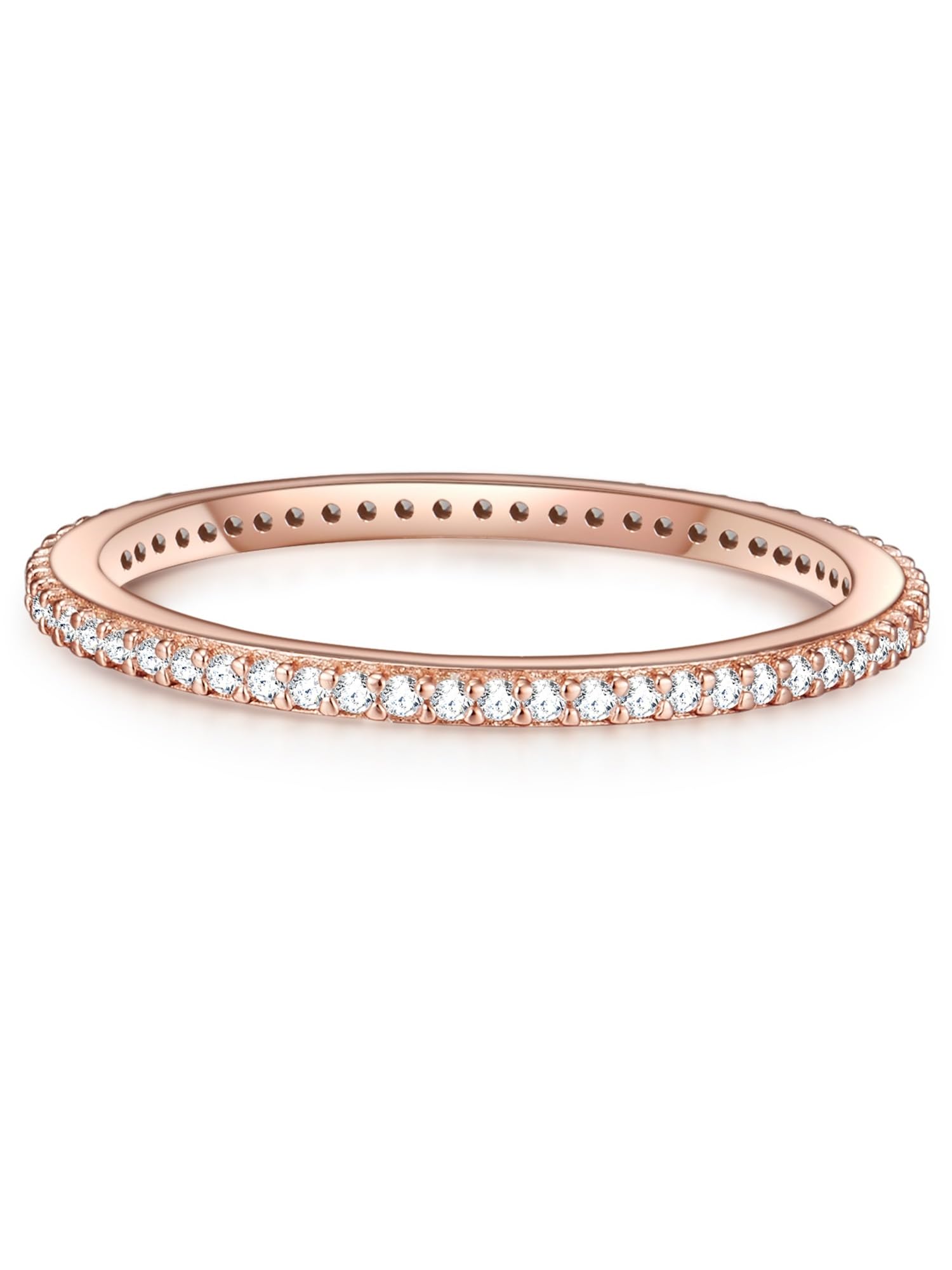 GLANZSTÜCKE MÜNCHEN Damen-Ring aus 925/- Sterling Silber rosévergoldet | Zirkonia,weiß,Memoirering,Stapelring,filigran,Vorsteckring,Beisteckring