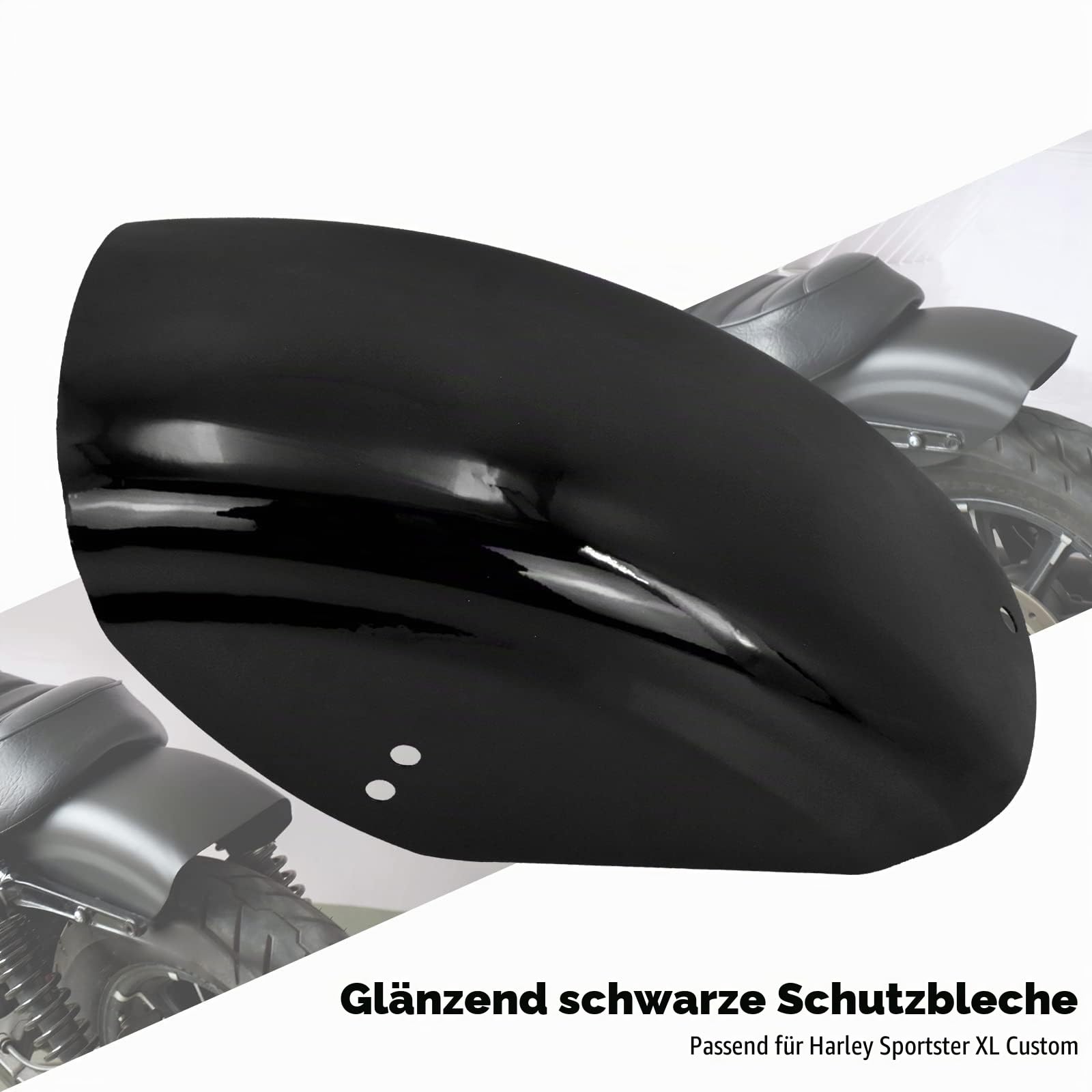 Harley Sportster XL 883 1200 48 72 1986-2024 Motorrad Hinterer Kotflügel kurz flach glänzend schwarz