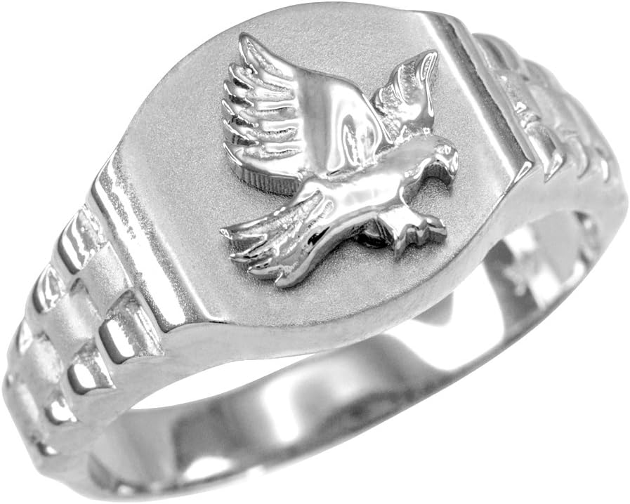 LABLINGZ 925 Sterling Silver American Eagle Mens Signet Ring Size 6-16
