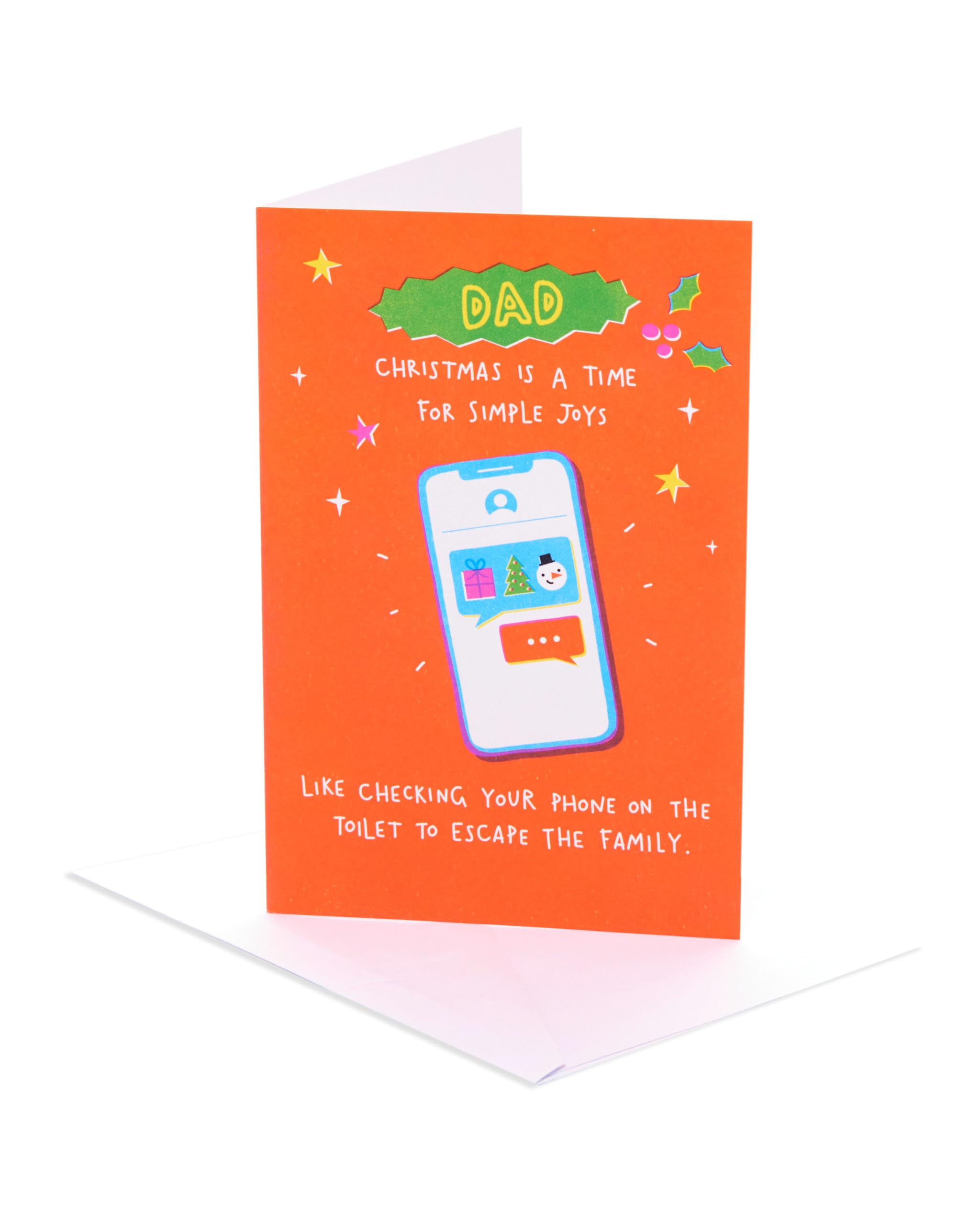 UK Greetings | Christmas Card for Dad | Xmas Presents | Him, Boys, Men | Dad - Phone | With Envelope | 18.4 x 12.1 cm