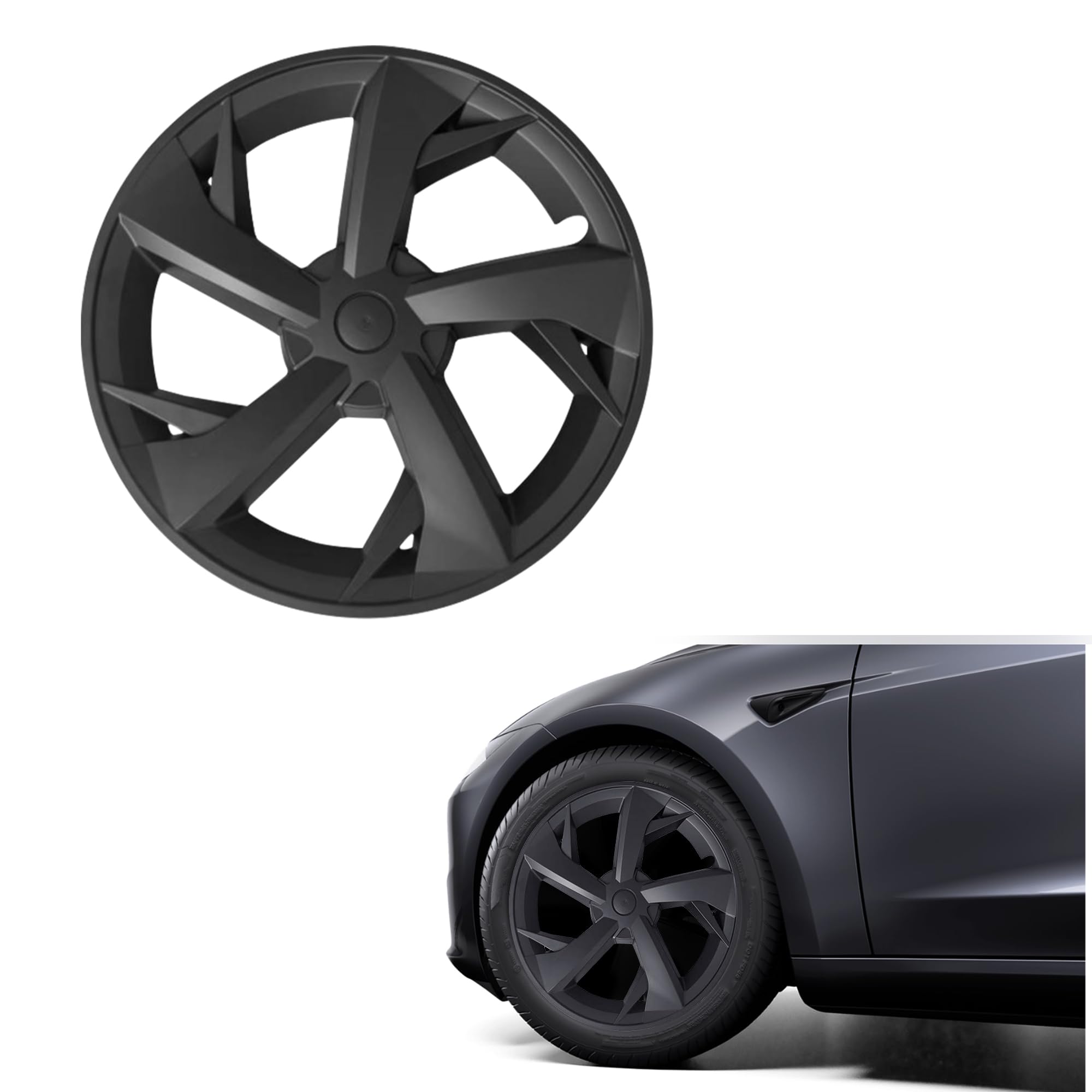Photo 1 of 19 Inches Wheel Covers for 2025 2026 Tesla Model Y Juniper, Hub Protection Accessory, Replacement for Tesla Model Y 2025 Rim Protector, ABS Hubcaps 1-Piece, Mechanical Style Black
