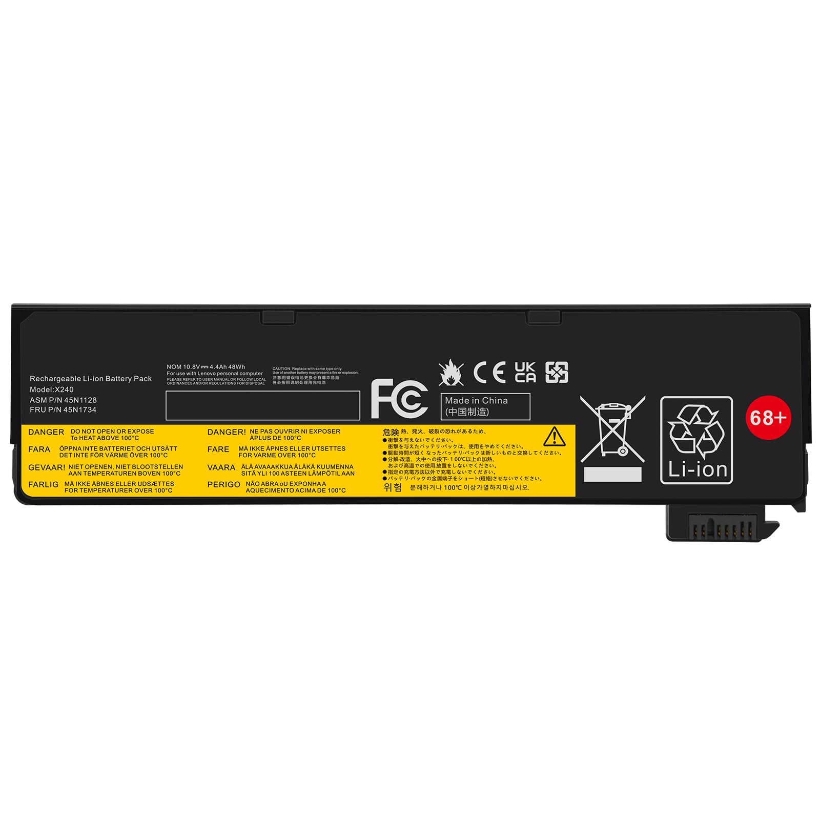 ASUNCELL 10.8V/4400mAh 68+ 45N1124 Batterie d'ordinateur Portable pour Lenovo ThinkPad T440 T440S X240 X240s S440 S540 X250 T450S L450 X260 K2450 T450 T460 L460 T550 W550S L470 P50S T460P Serie