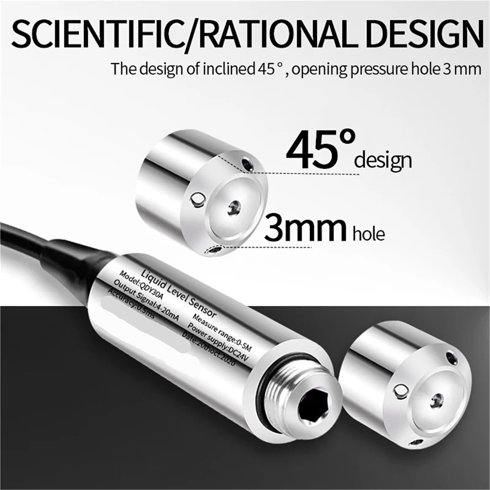 Sensore di livello impermeabile IP68, sensore di livello del serbatoio dell'acqua, 4-20 mA. Sensore di rilevamento del livello del liquido, 0-10 V in acciaio inox (10 m Re 10 m, 12 V, 0-10 V)