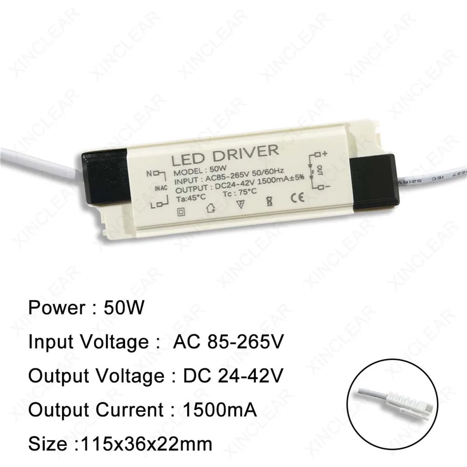 Transformateur LED, Driver LED 40-60W avec DC54-87V, DC36-65V, 24-42V et 600-1800mA for l'éclairage externe(DC 36-65V 900mA)