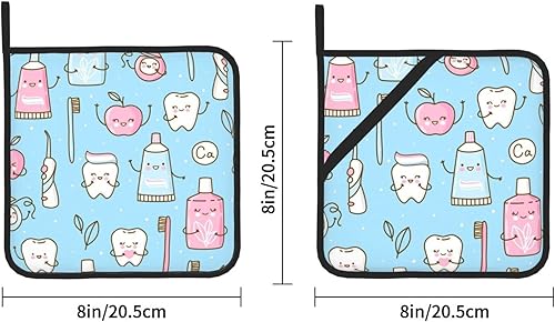 Miniatura 4 de Divertidos soportes para ollas de dientes para pasta de dientes, almohadillas calientes para cocina, juego de 2 agarraderas resistentes al calor,