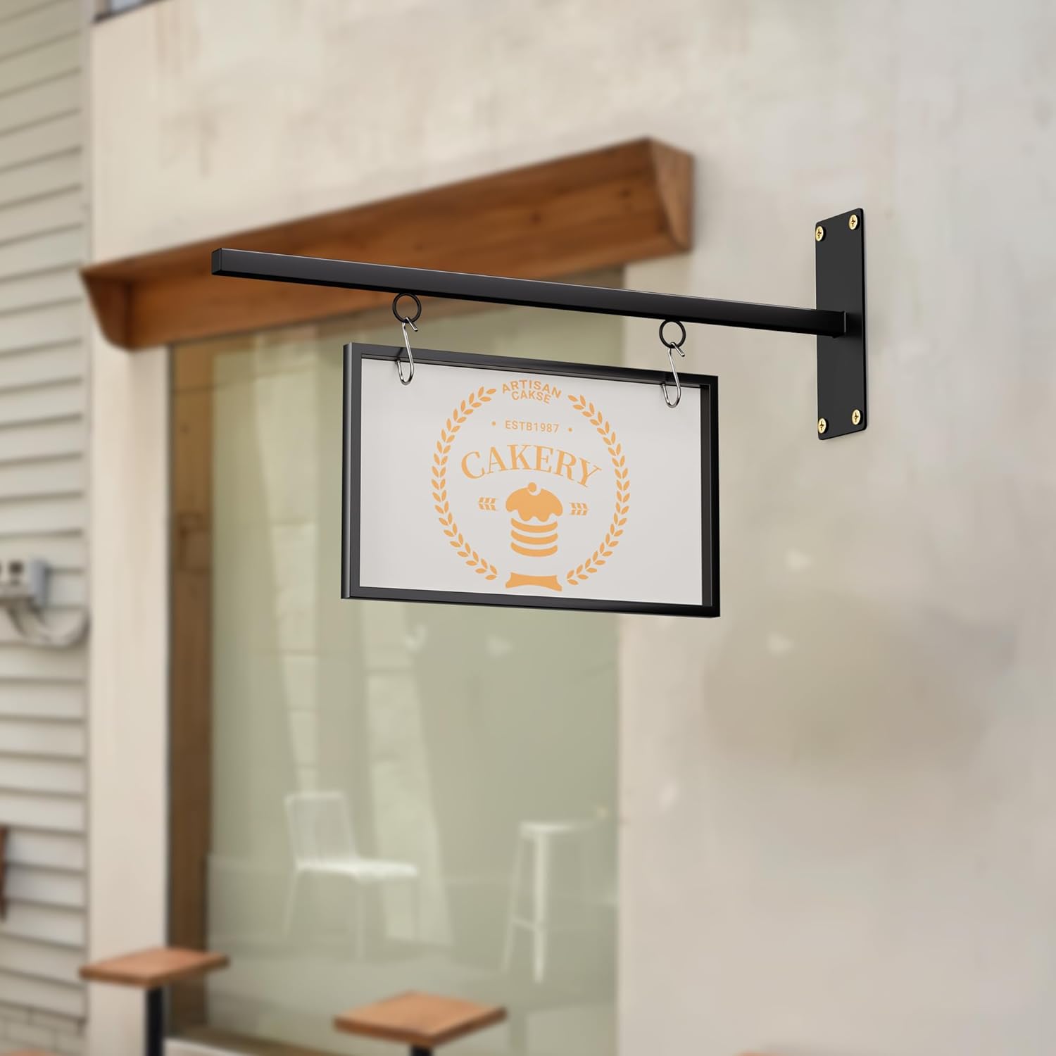 24 inch Hanging Sign Bracket, Modern Simple Design Sign Hanger Mounting Arms, for Home, Office, Classroom, Store, Wall Mount Display Holder