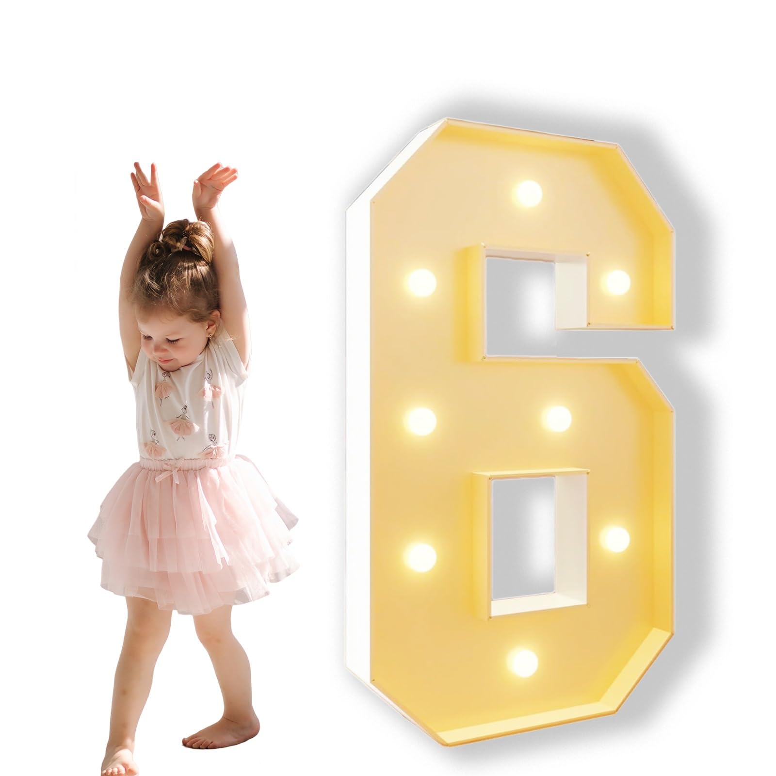 Oświetlenie liter LED Znak Marquee Podświetlane litery Dekoracje na przyjęcia urodzinowe Wielokrotnego użytku do dekoracji ślubnych Dekoracja(Number 6,100cm/3FT)