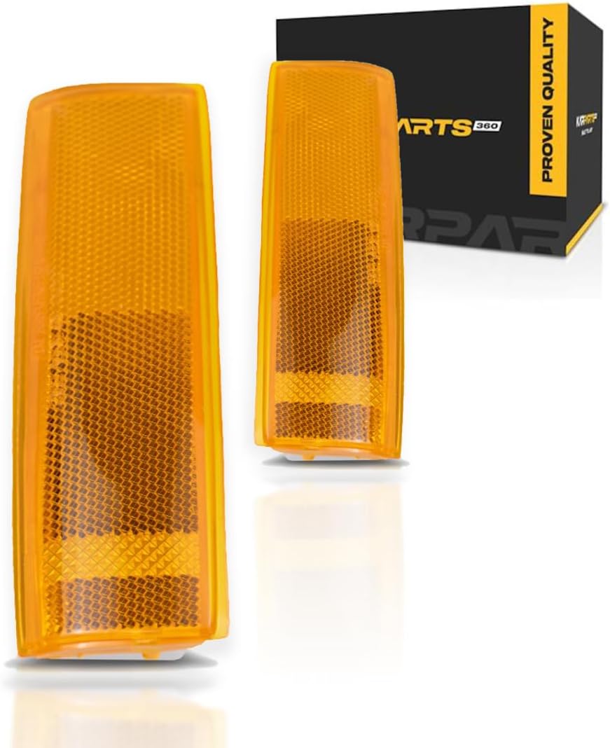 For 1982-1993 Chevy S10 Pair Driver and Passenger Side Turn Signal/Side Marker Light Lens and Housing Only GM2551108 GM2550116 - Replaces 929918 929917 ;