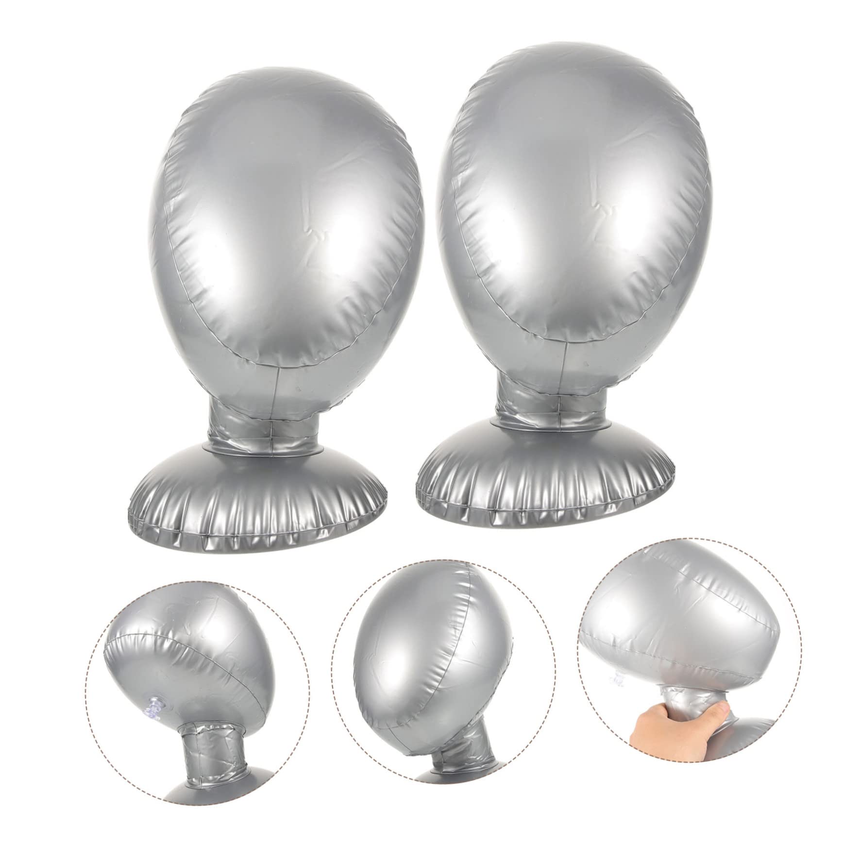INOOMP Soporte para Pelucas Múltiples Inflable Pvc Plata, 2 Piezas