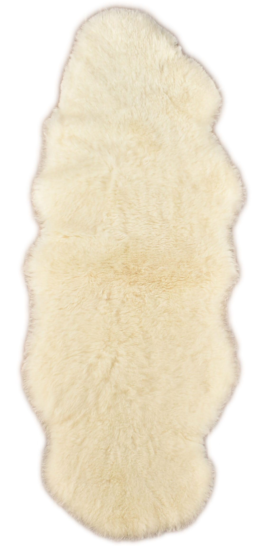 Kuhfelle Online & Nomad Island Lammfell Teppich Doppelfell 180 x 60 cm Bettvorleger Kurzwollig Fell Teppich aus 2 Echten Island Lammfellen Weiß