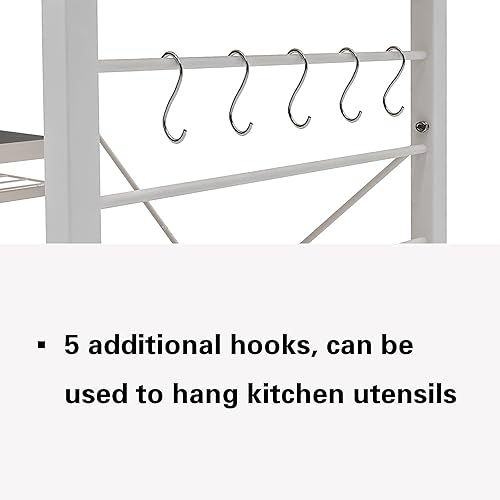 Miniatura 8 de DlandHome Soporte para microondas de 35.4 pulgadas, soporte de cocina de 35.4 pulgadas, almacenamiento de utilidad de cocina de 3 niveles x 4 Negro