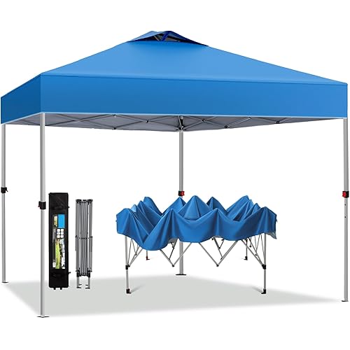 MFSTUDIO 10x10 Pop Up Canopy Tent, Gazebo Shelter Sun Shade Canopies Waterproof Patio Portable Popup Screened Tents for Beach,Parties,Camping,100 Sq,Blue
