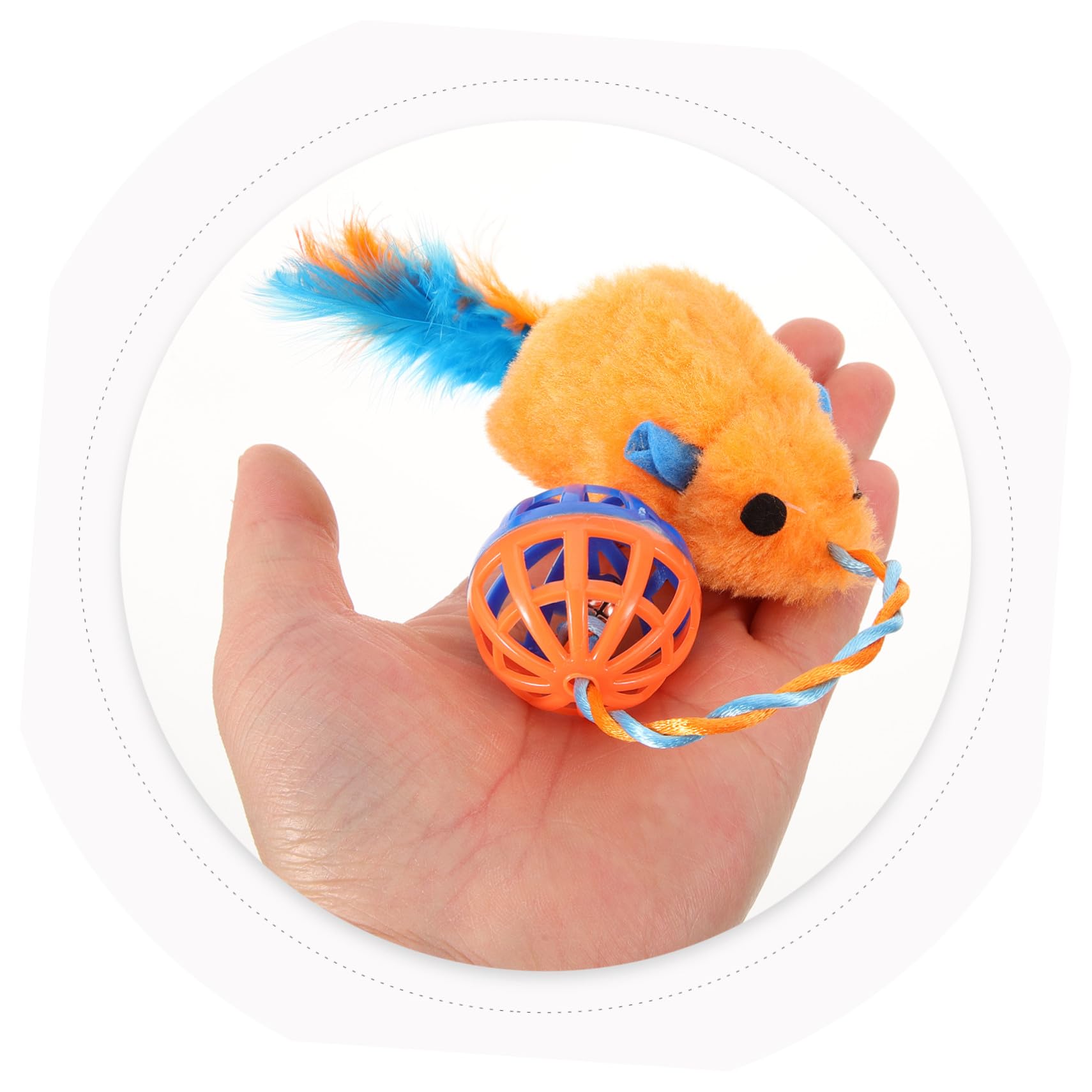 Yardwe Interactif Chat avec Souris Peluche et Clochette Plastique Balle à Mâcher pour Amusant pour Chat Intérieur