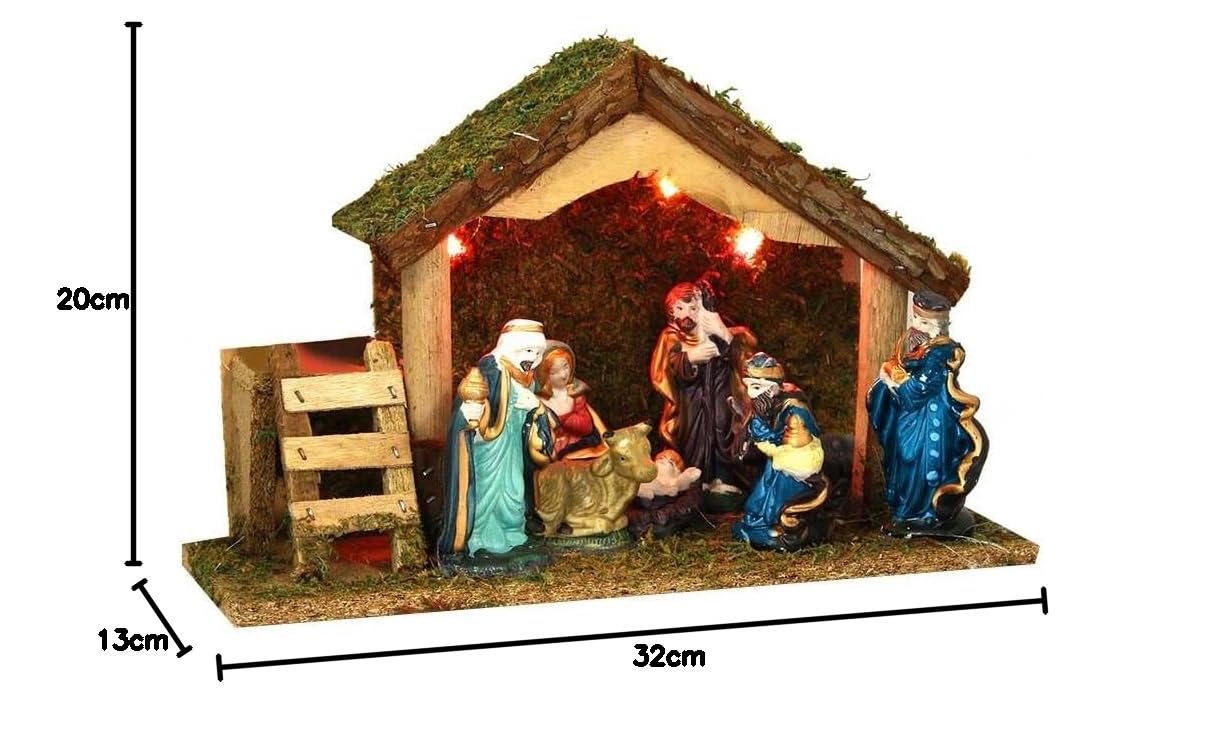 Weihnachtskrippe Acryl Mit Beleuchtung - 18x18 Cm Komplettset Mit Figuren