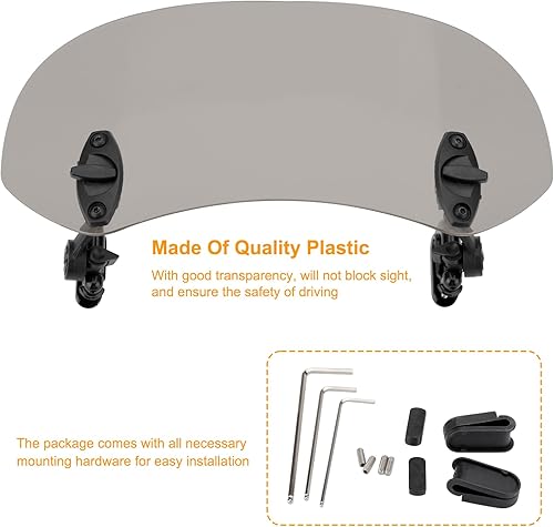 Miniatura 2 de LKV Extensión de parabrisas de motocicleta, deflector de viento universal con clip ajustable de humo compatible con Harley Yamaha Kawasaki Suzuki