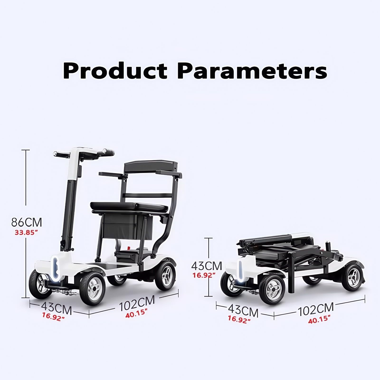 Scooter De Movilidad De 4 Ruedas,Ligero,con Sistema De Frenado Electromagnético Y Motor Sin Escobillas De 205 W. Ideal para Personas Mayores Y Discapacitadas.