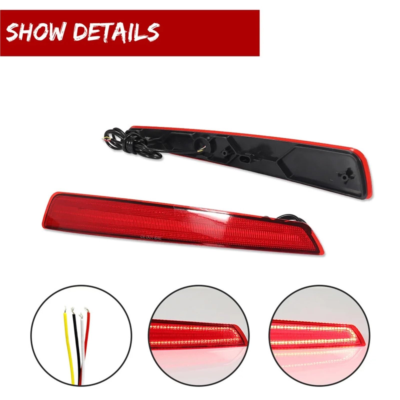 MMLLAOSW Car LED Rear Bumper Reflector Tail/Brake Lights Rear Fog Lights W/Sequential Turn Signal Lights 12V Compatible With Acura TL 2009 2010 2011(Red Lens)