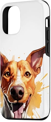 Miniatura 2 de iPhone 14 Podenco Canario Portrait  Estuche de ilustraciones en color retrato