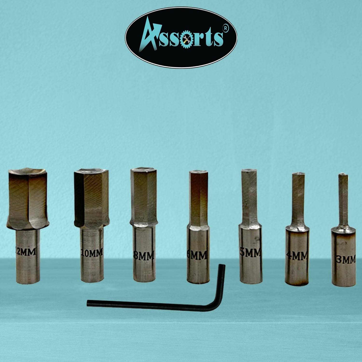 ASSORTS MT3 Teng Style Rotary Broach Holder Set with Metric HEX Broach Punches 3mm–12mm for CNC Lathe Milling Machine Internal Hex Broaching Tool