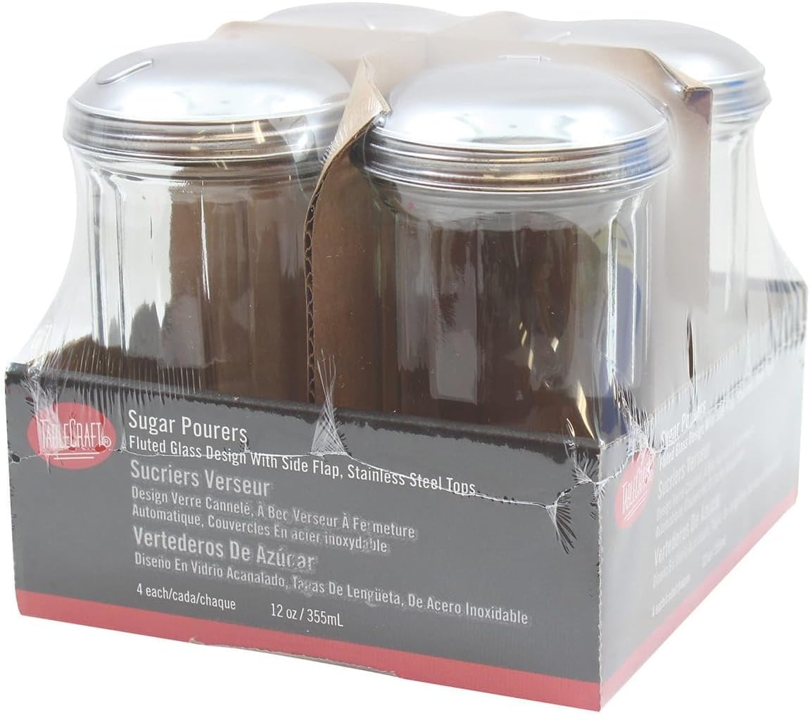 TableCraft C57S-4 Fluted Glass 12 Oz. Sugar Pourer - 4 / PK