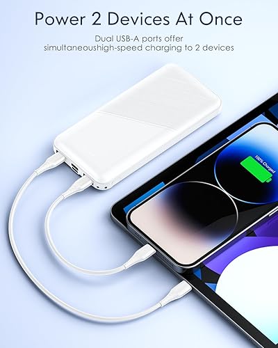 Miniatura 3 de Feeke Cargador portátil - Banco de energía - 15000mAh Dual USB Power Bank Salida 5V3.1A Cargador portátil de carga rápida compatible con teléfonos