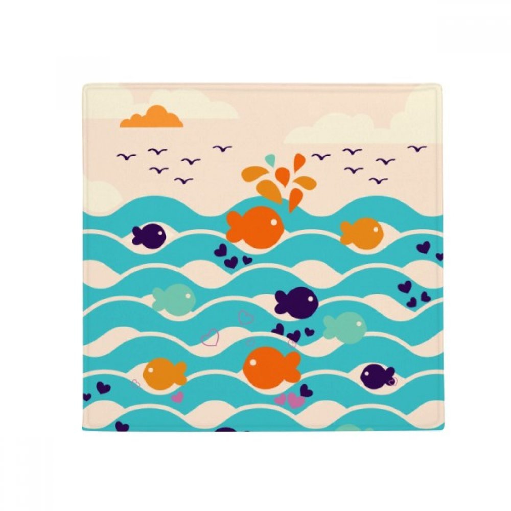 Tapis de sol antidérapant cuisine et salon motif vague multicolore 50x50