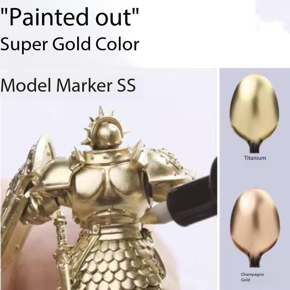 Super Electroplating Gold Paint Marker Pen - For Model Kits, Action Figures & Handcrafts - Metallic Gold Coloring Tool (SS-01A,01B,02A,02B,03A,03B (6PCS) + RP-01 (Erasure pen))